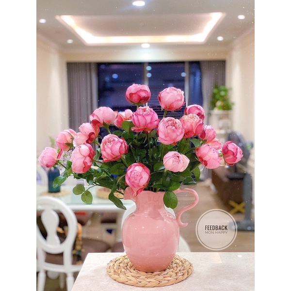 Bình gốm hồng Bát tràng - Lọ hoa Decor