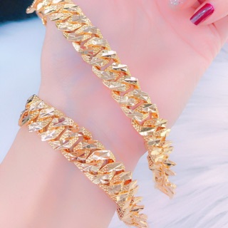 Lắc tay nam nữ kiểu chạm dát vàng 18