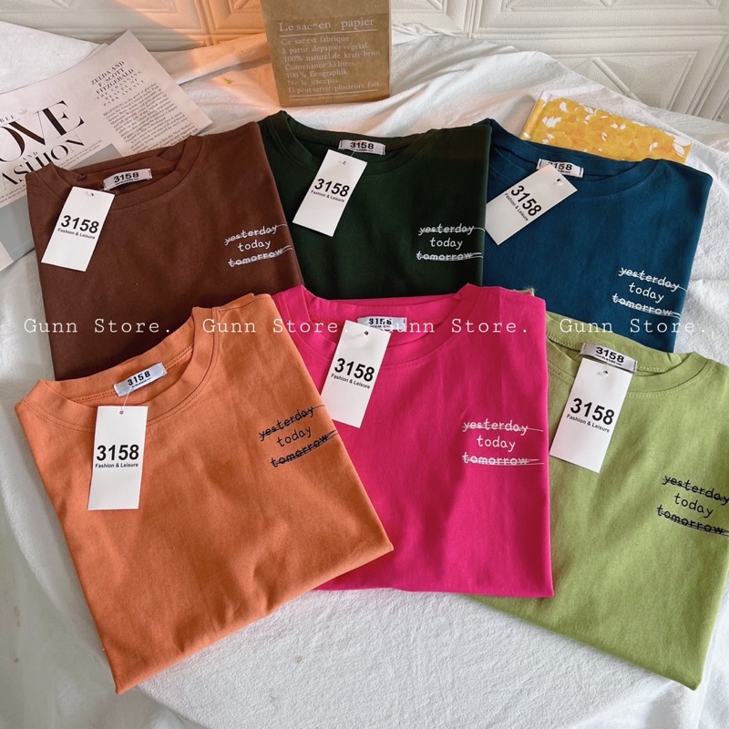 Áo Thun 3158 In Chữ TODAY Form Rộng Unisex Chất Cotton Khô Loại 1, Thoáng Mát, Thấm Hút Mồ Hôi - GUNN