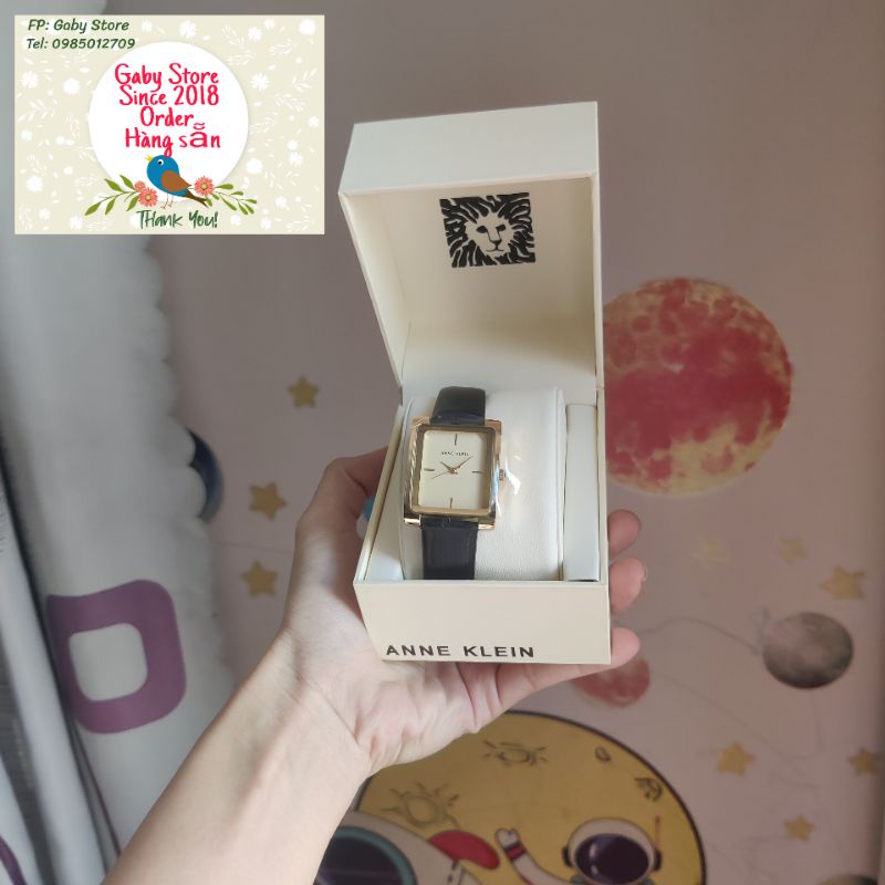 Đồng Hồ Anne Klein nữ dây đen case 28 x 35mm