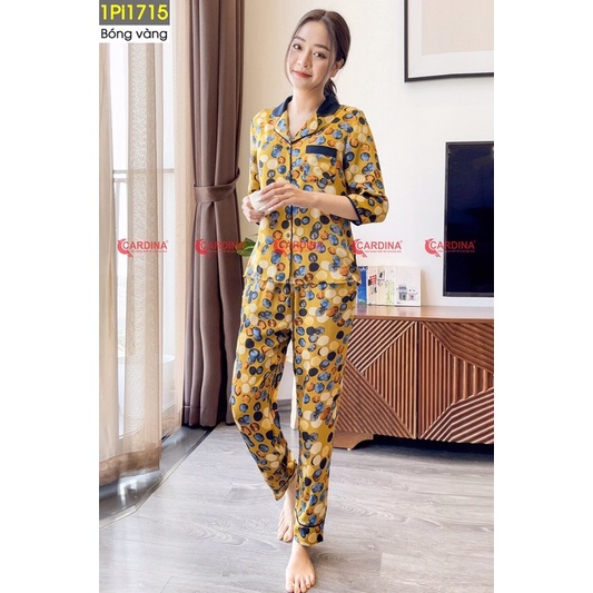 Đồ Bộ Pijama Nữ 𝐂𝐀𝐑𝐃𝐈𝐍𝐀  Chất Lụa Satin Nhật Cao Cấp Quần Dài, Tay Lỡ Họa Tiết  Sang Trọng 1Pi17.