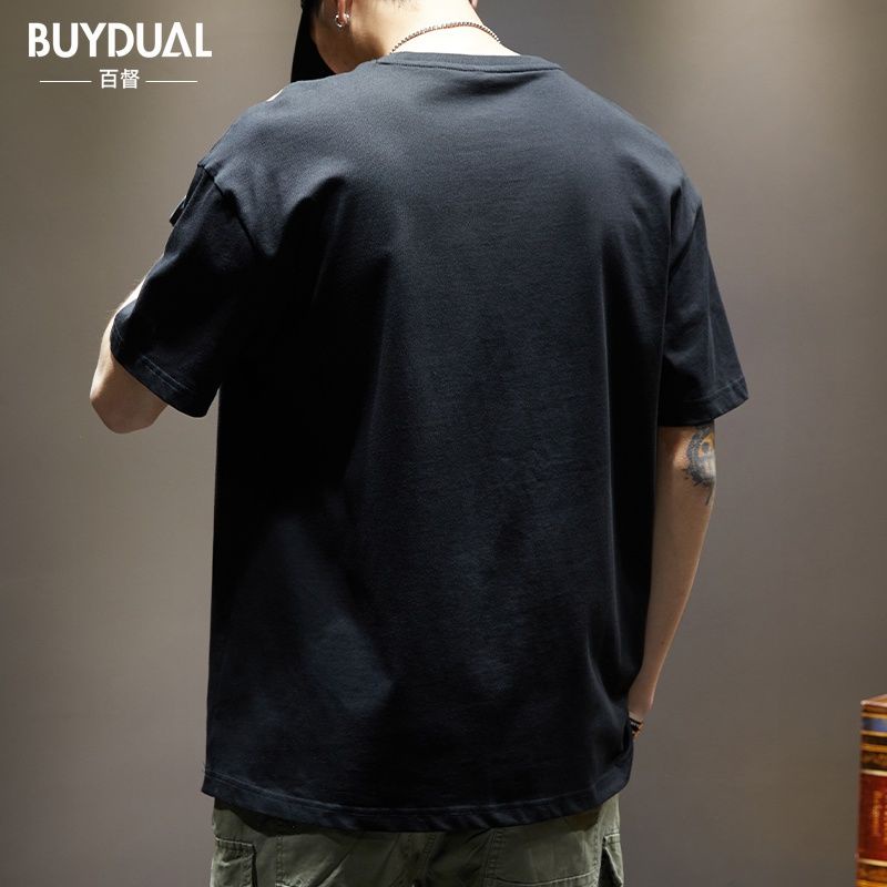 Áo Thun Tay Ngắn Dáng Rộng Vải Cotton Cỡ Lớn Kiểu Mỹ Cá Tính Cho Nam
