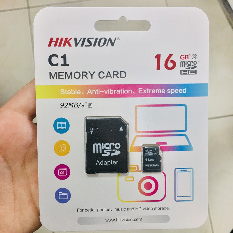 Thẻ Nhớ Micro HIKVISION 16GB Chuyên Dùng Cho Camera Kèm Adapter