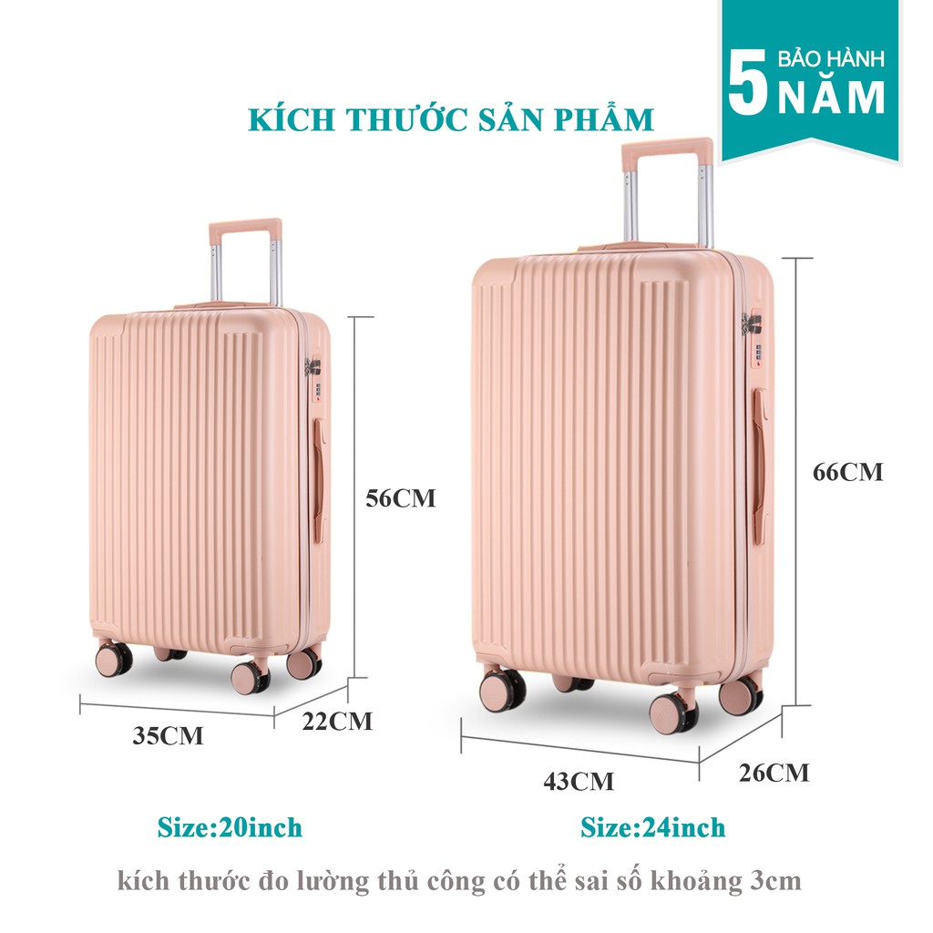 Vali du lịch vali kéo Size20/24inch KS-T02/155 Cao Cấp bảo hành 5 năm