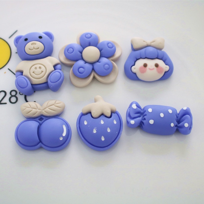 Charm slime tông màu xanh dương nhạt cho các bạn trang trí kẹp tóc, bình nước, dán Jibbitz, vỏ ốp điện thoại, DIY
