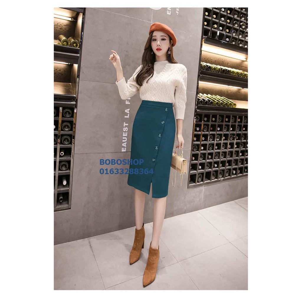 Chân Váy Nữ ❣️𝑭𝒓𝒆𝒆𝒔𝒉𝒊𝒑❣️ Chân Váy Phối Nút Sang Chảnh Helen - Hàng thiết kế phom chuẩn đẹp