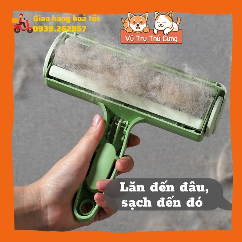 Cây lăn lông chó mèo tĩnh điện cao cấp, lăn bụi quần áo, sofa, vệ sinh giường nệm, màu xanh tai mèo