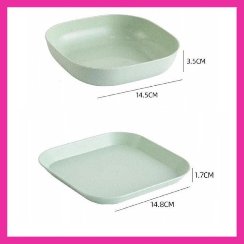 Set 8 dĩa nhựa lúa mạch màu Pastel xinh xắn đựng hoa quả trái cây bánh kẹo trang trí bàn ăn - Bộ 8 dĩa nhiều màu decor