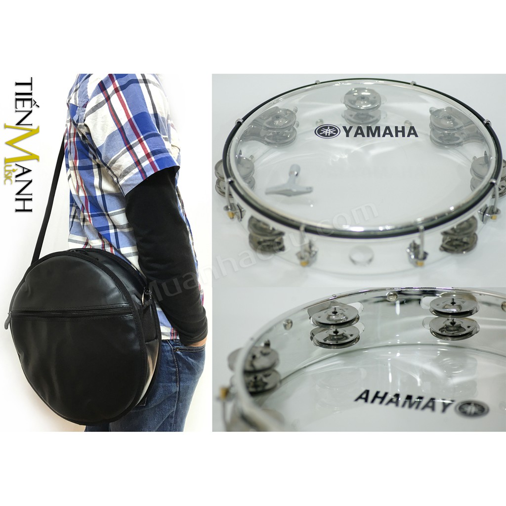 Trống Gõ Bo lắc tay và Bao đựng Lục Lạc Tambourine Yamaha MT6-102 (Trống chơi nhạc chế gõ po - Xipo)