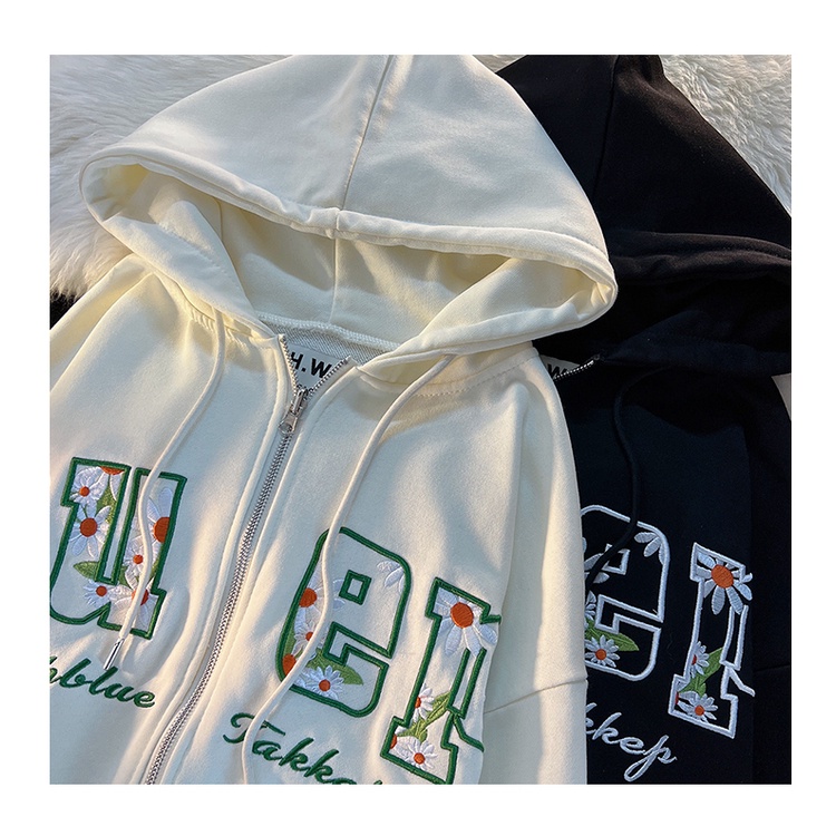 ZHELIHANGFEI Áo sơ mi hở có mũ trùm đầu in chữ thời trang trường đại học lỏng lẻo