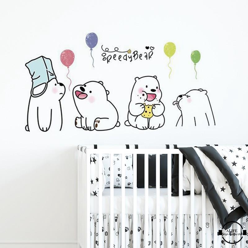 Sticker dán tường hình gấu hoạt hình dễ thương trang trí nhà cửa | BigBuy360 - bigbuy360.vn
