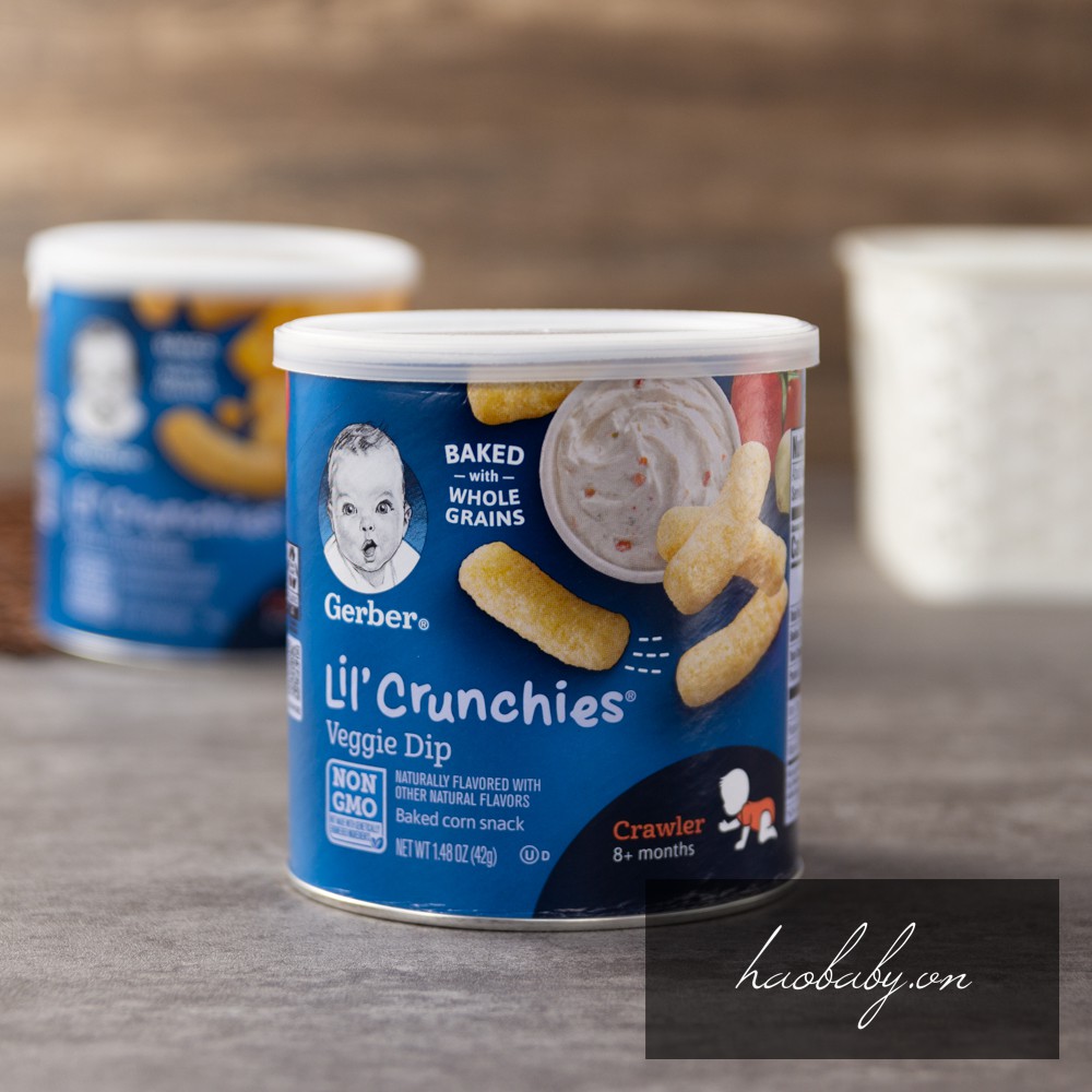 [Đồ ăn dặm cho bé] Bánh Gerber Lil' Crunchies phô mai dạng que, Gẻber lùn cho bé từ 8 tháng tuổi