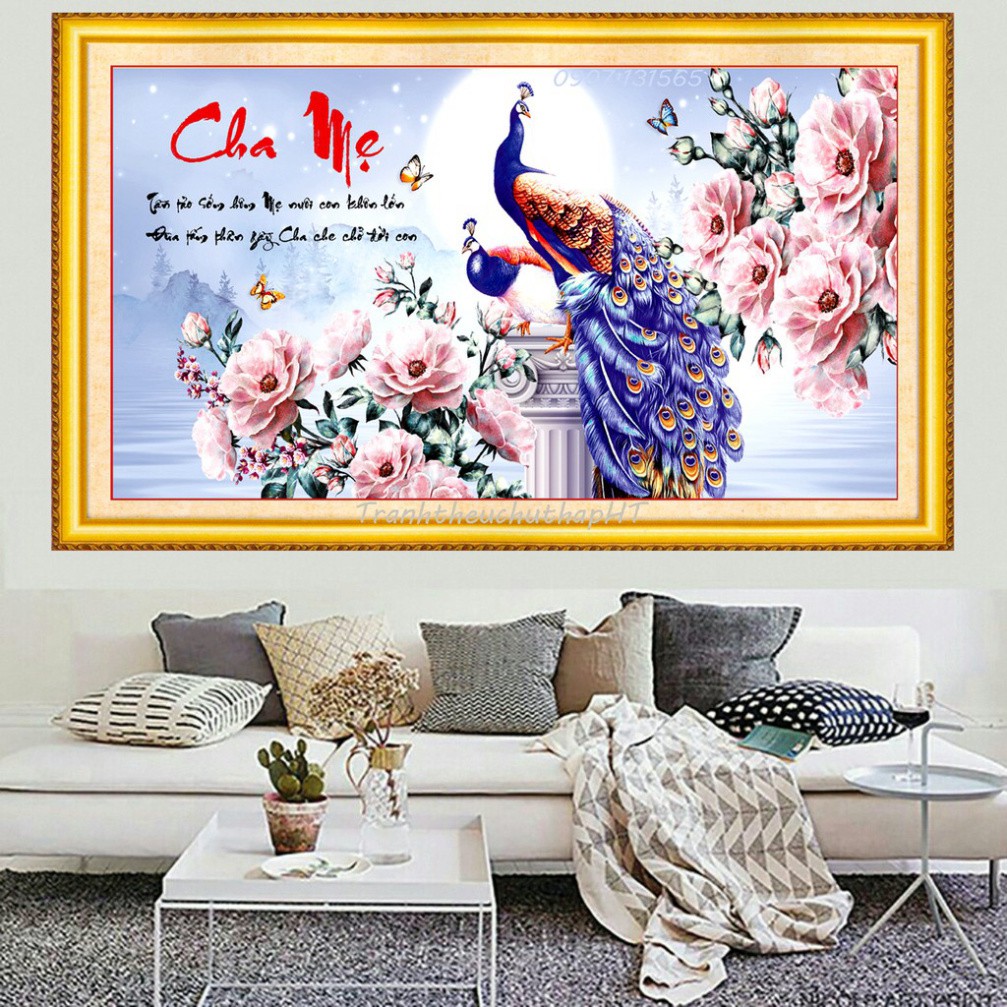 Tranh đính đá cha mẹ VS043 - tự đính