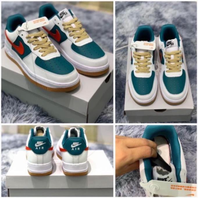 (surucara)Giày Sneaker nam nữ cao cấp full bill box, giày thể thao Jordan AF1 cổ thấp da lộn màu xanh đỏ đế cao, form đẹ