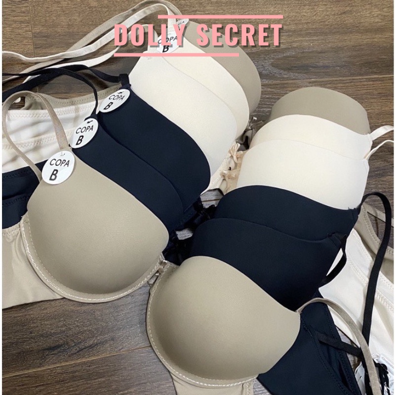 Áo lót đúc su DOLLY SECRET sữa mút kép có gọng siêu nâng ngực đẩy ngực đệm dày chống chảy xệ hàng xuất màu trơn A11
