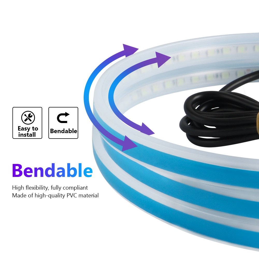 1 Dải Đèn LED RGB DRL Mềm Chống Thấm Nước Trang Trí Xe Hơi Kèm Điều Khiển Từ Xa