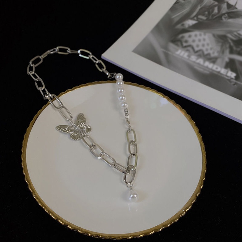 Flgo Vòng cổ Chuỗi Xương Đòn Mặt Bướm Đính Ngọc Trai Thời Trang