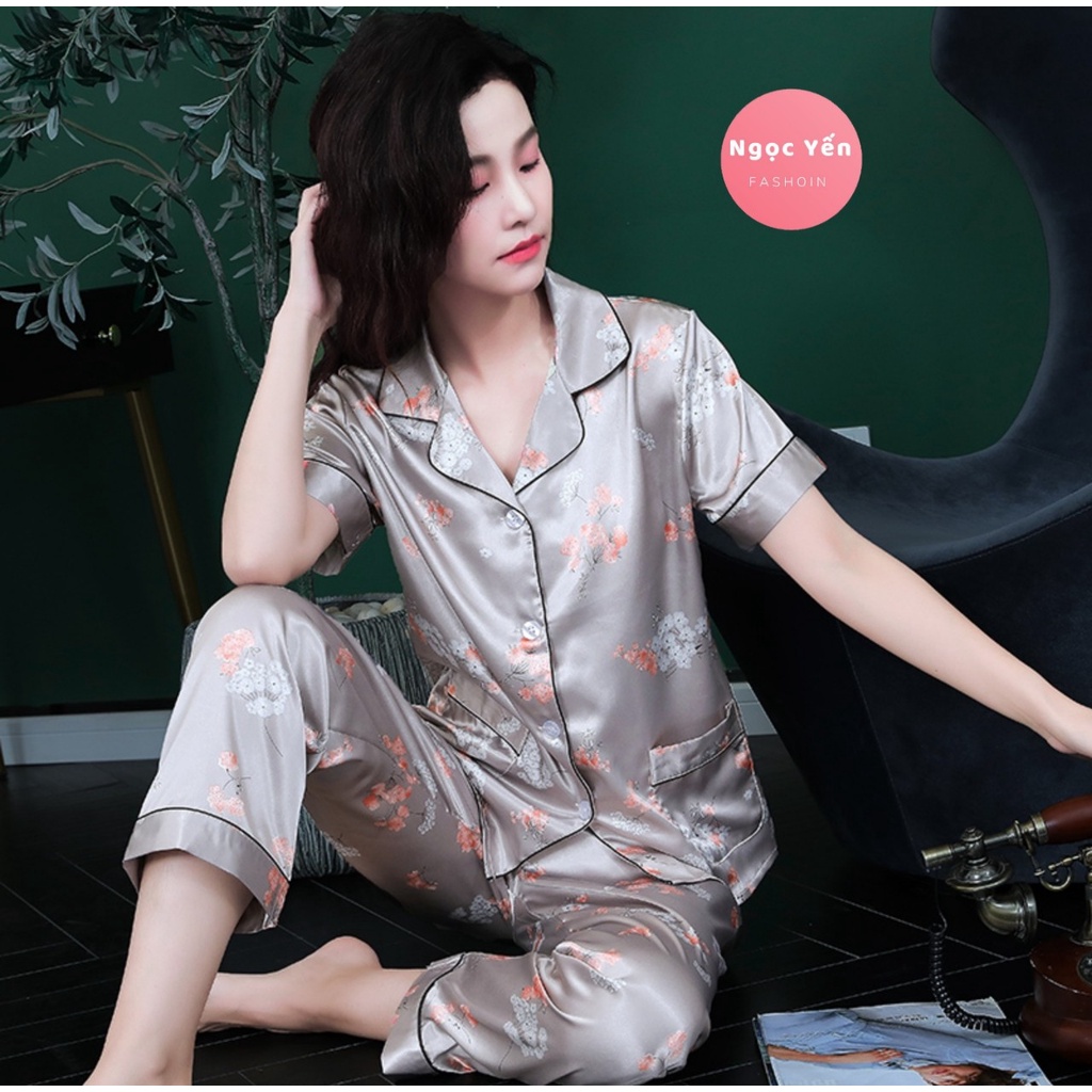 Pijama lụa Quảng Châu Cao Cấp (Ngắn Tay Hai Túi Truyền Thống)