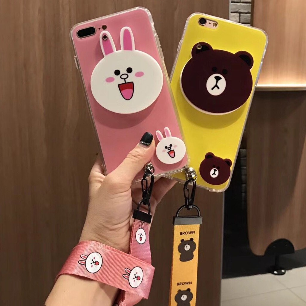 [ IPHONE ] Ốp Lưng Gấu Thỏ 3D kèm Gương Và Dây - C013 | BigBuy360 - bigbuy360.vn