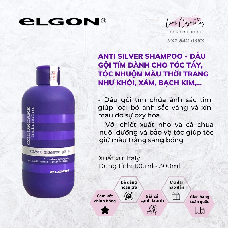Dầu gội tím khử ánh vàng Elgon giữ bền màu cho nền tóc tẩy sáng