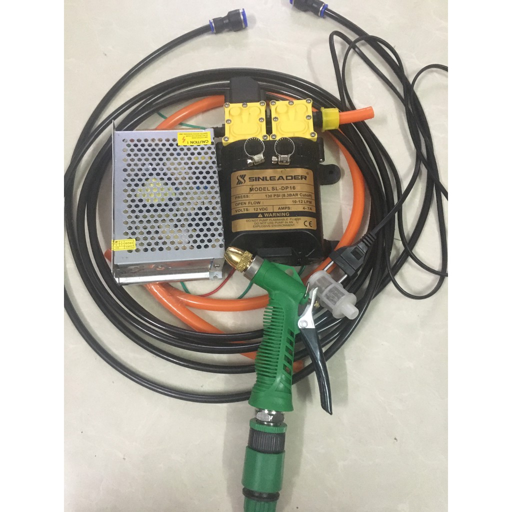 MÁY RỬA XE BƠM ĐÔI CỰC MẠNH SEALINDER KÈM NGUỒN TỔ ONG 12V-10A 10M dây 8li chịu lực Vệ Sinh Máy lạnh Cực tiện Lợi