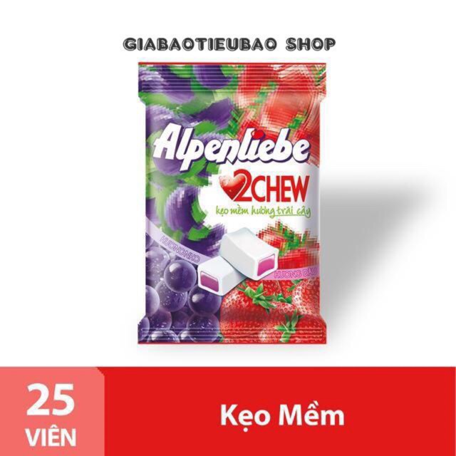 Combo 10 Gói Kẹo Mềm Nho &amp; Dâu Alpenliebe 87.5gr