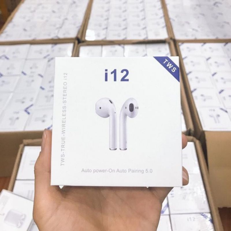 Tai nghe bluetooth không dây Inpods i12 TWS nút cảm ứng âm thanh HIFI có mic đàm thoại cho Android iOS