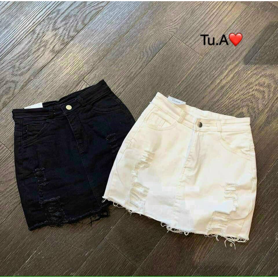 [ Mã FAMAYWA giảm 10K đơn 50K] Quần short bò giả váy shynstores cào rách siêu hot màu đen trắng | BigBuy360 - bigbuy360.vn