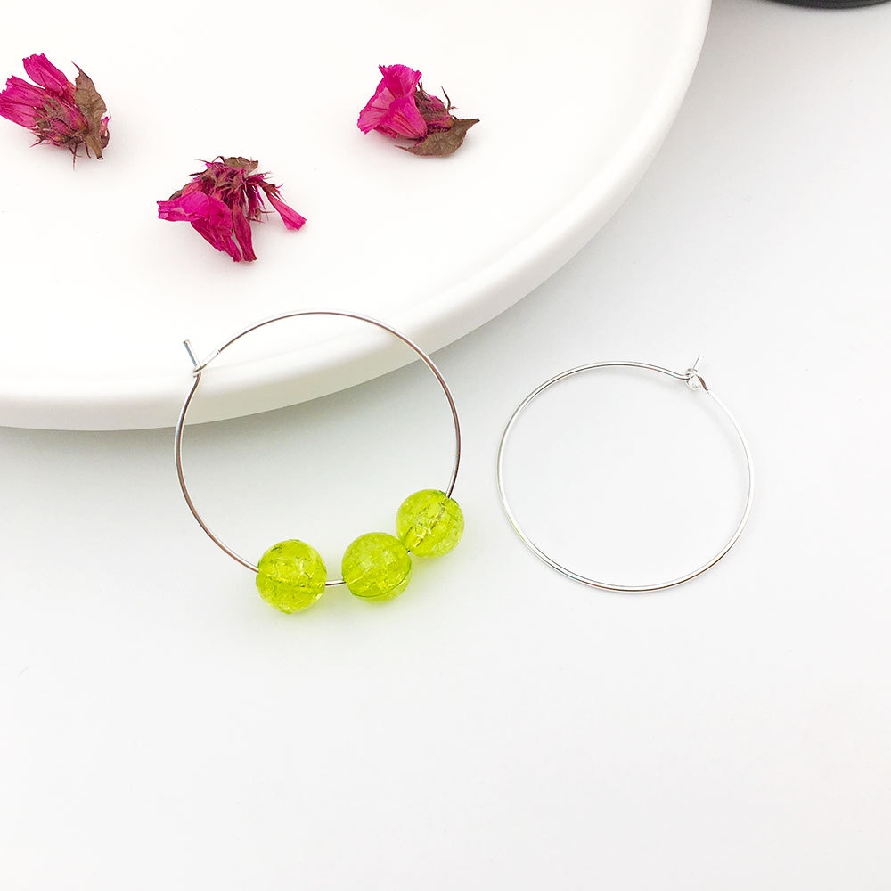 Set 20 Hạt Xỏ Lỗ 30mm Nhiều Màu Sắc Đa Dạng Dùng Làm Bông Tai diy