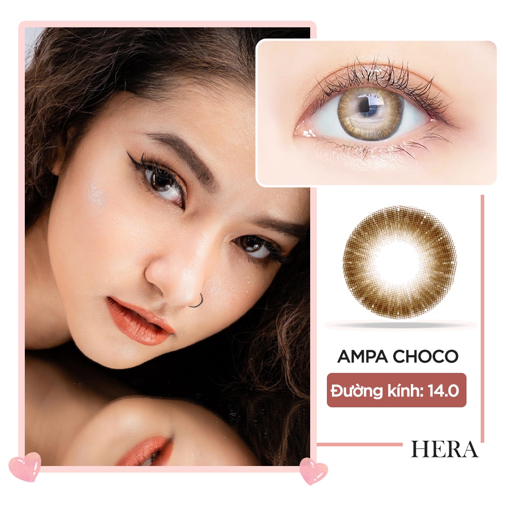 Kính áp tròng màu nâu choco độ cận thị 0-6 Hera Lens AMPA CHOCO thích hợp cho học sinh, nhân viên văn phòng