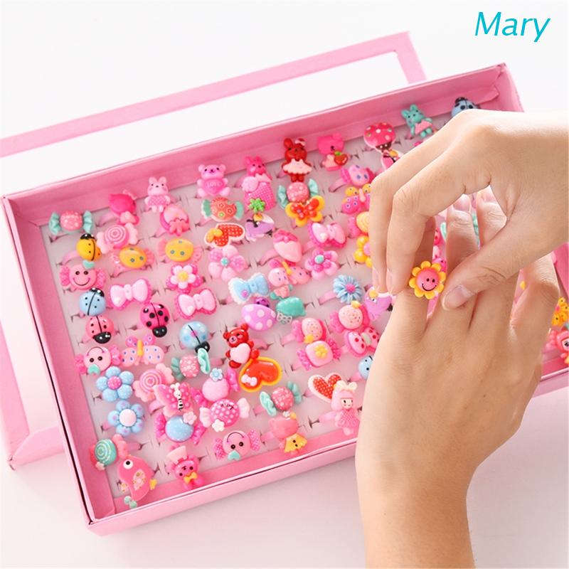 Set 10 nhẫn hình nơ/ hoa/ động vật hoạt hình dành cho bé gái