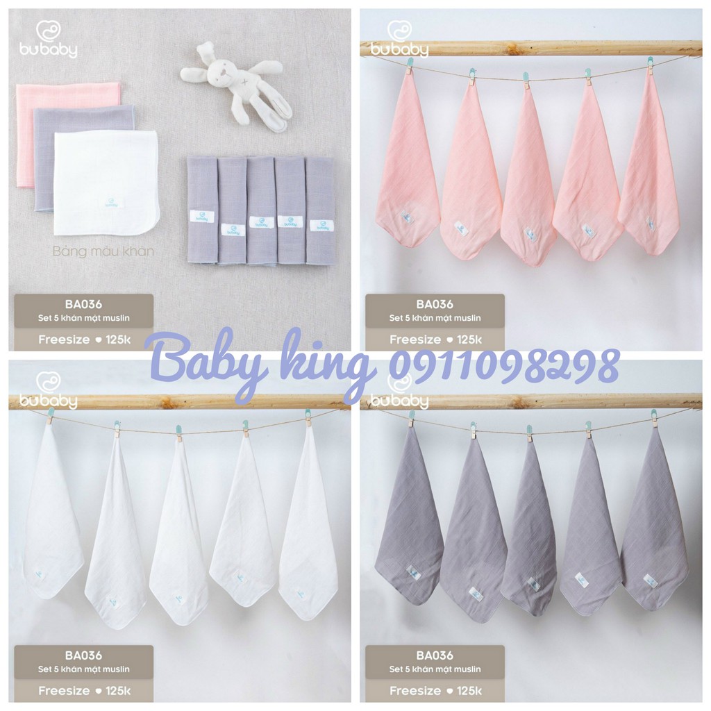 [BU 2021]. Set 5 khăn sữa muslin cao cấp BU baby {giá trải nghiệm}