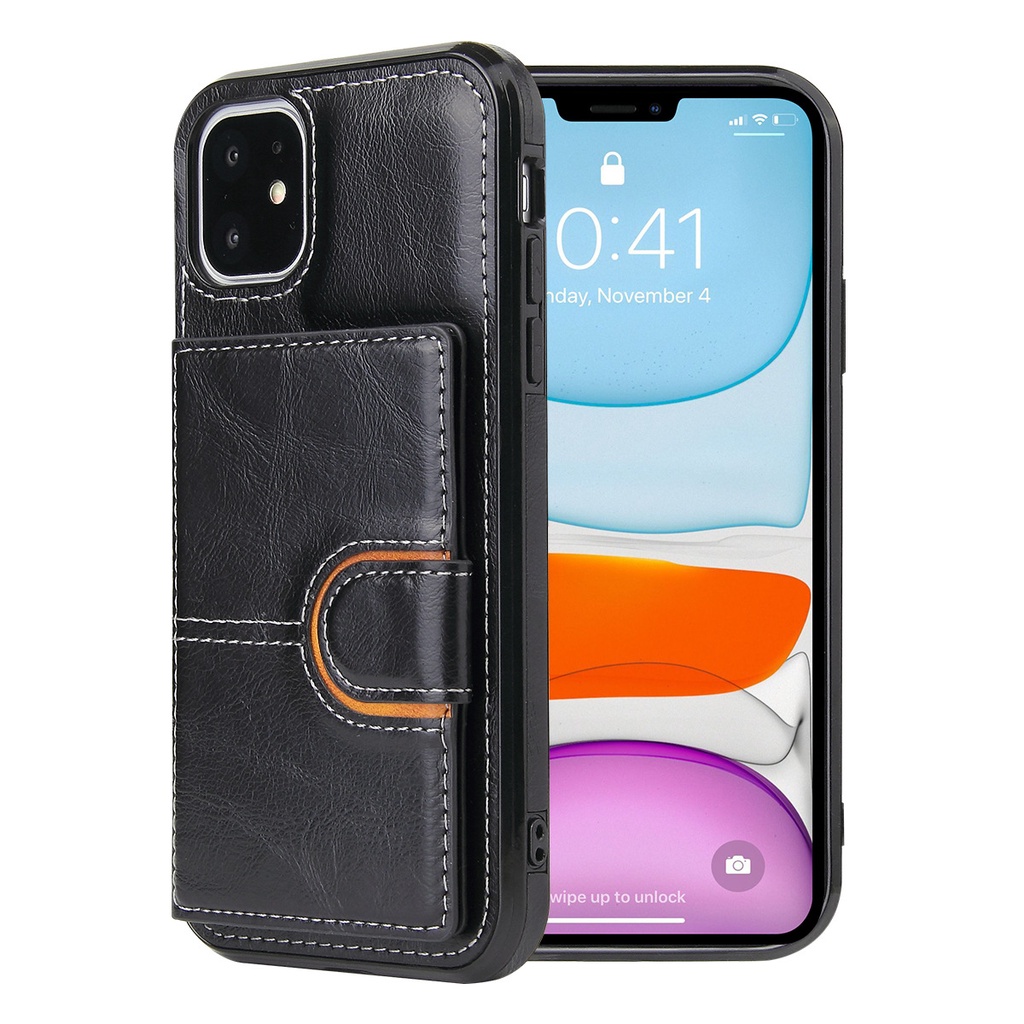 Ốp Lưng Da Ví iPhone 7/8/Plus/X/Xs/Xs Max/11/12/13/Pro/Pro Max/Mini Cao Cấp - OP06