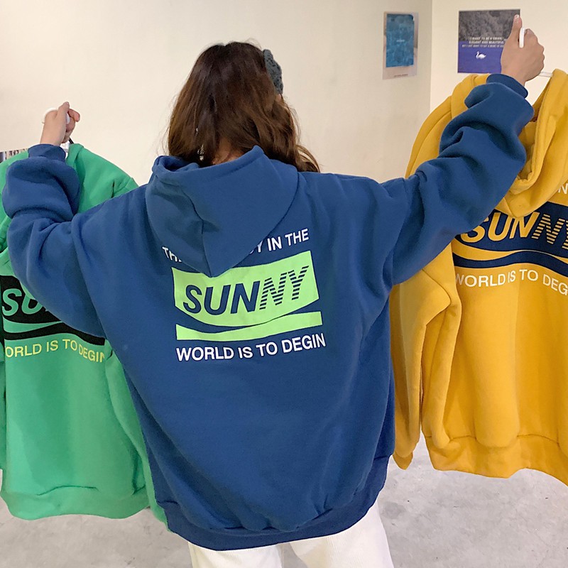 Áo hoodie tay dài phong cách Hàn Quốc thời trang cho nữ
