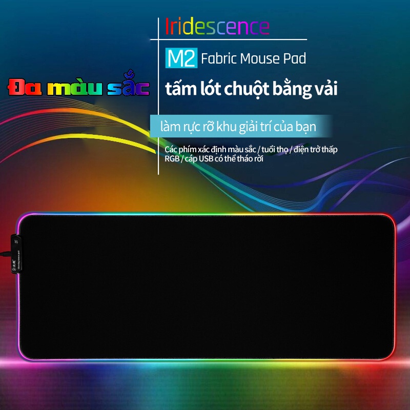 Miếng lót chuột LED RGB Pad chuột chơi game cỡ lớn chống trượt siêu bền siêu đẹp Đèn7màu dần dần thay đổi màu300*800*4mm