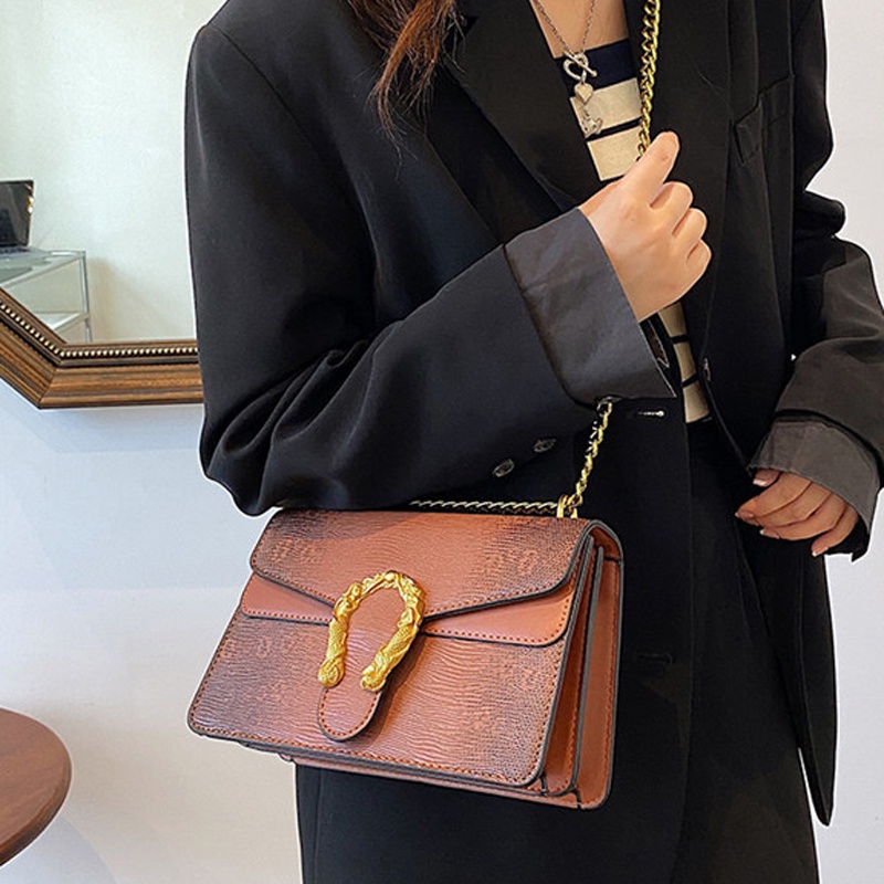 Túi Đeo Vai Phối Dây Xích Phong Cách Cổ Điển Thời Trang Cho Nữ