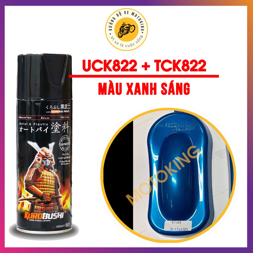 Combo sơn samurai màu xanh sáng UC + TCK822  loại 2K chuẩn quy trình độ bền 5 năm gồm 2K04 - UCK822 - TCK822-2k01