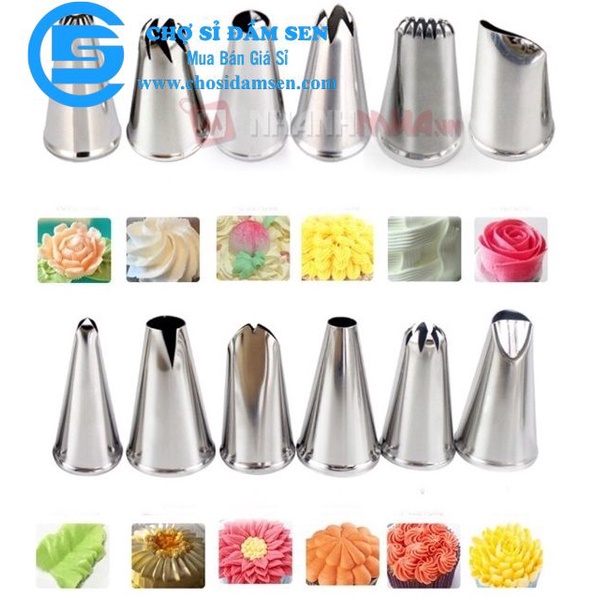 Hộp 32 đui bắt bông kem kèm chốt và túi đựng kem trang trí bánh G223-BatKemLL