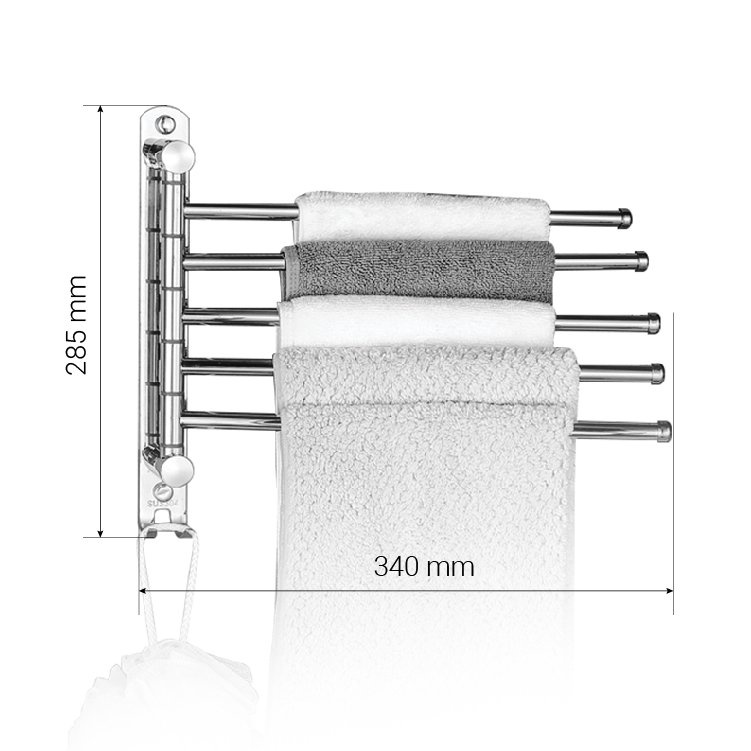 Kệ Treo Khăn GIHOME Inox 304 Khoan Tường, Thanh Treo Khăn Nhà Tắm Đa Năng Xoay 180 Độ