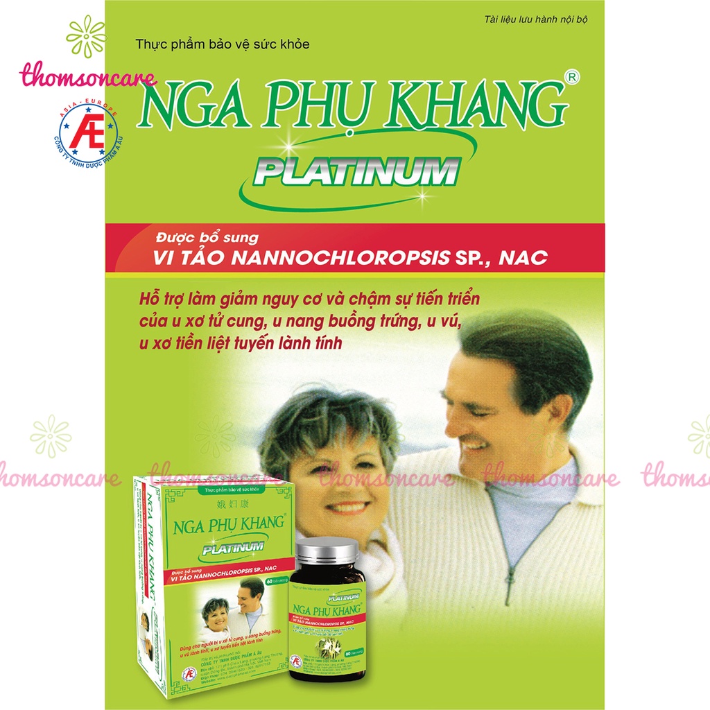 Nga phụ khang Platinum Lọ 60v hàm lượng cao tốt hơn, mẫu mới, hỗ trợ giảm u nang buồng trứng, u xơ tử cung