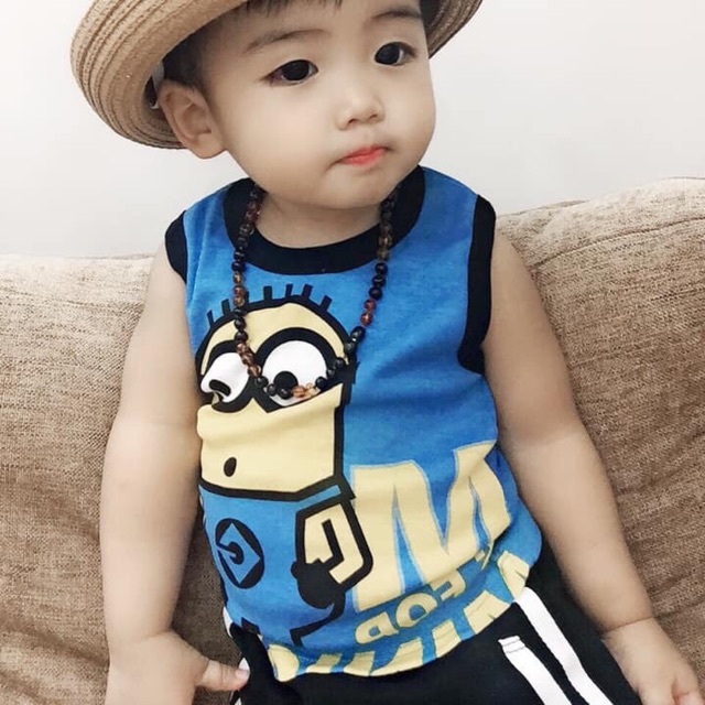 Quần áo trẻ em -Áo thun 3 lỗ bé trai hình minion