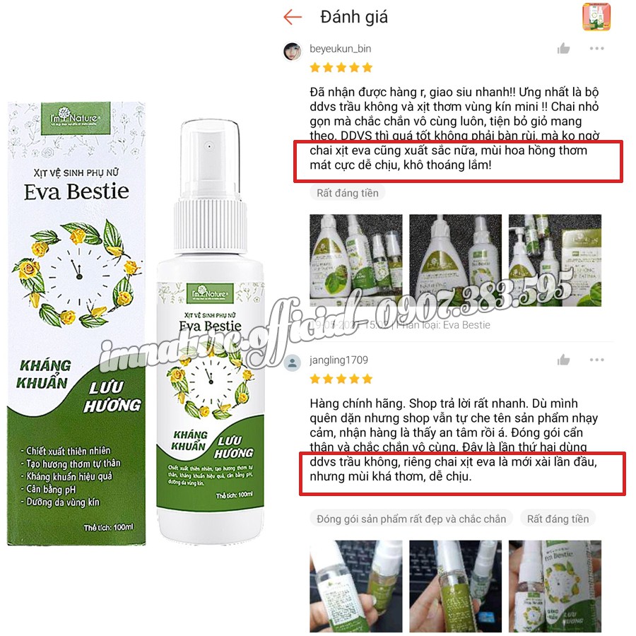 Xịt Khử Mùi Vùng Kín Eva Bestie - Kháng Khuẩn Lưu Hương Quyến Rũ I'm Nature 100ml // Shop9X