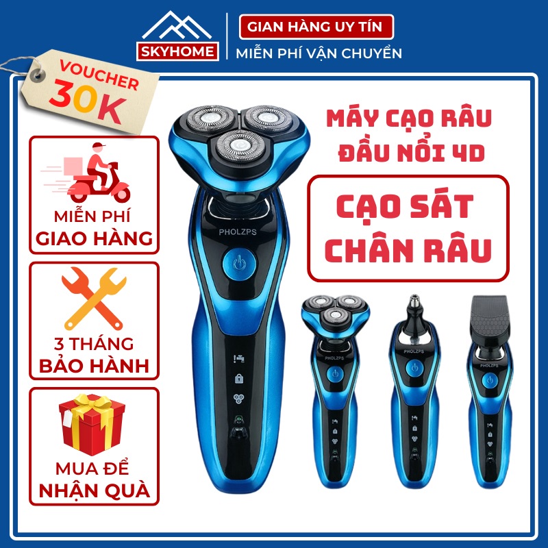 Máy cạo râu cắt tỉa lông mũi mini đa năng hàn quốc SKYHOME, máy cắt tỉa cạo râu lông mũi khô ướt nam nữ 2 lưỡi cao cấp
