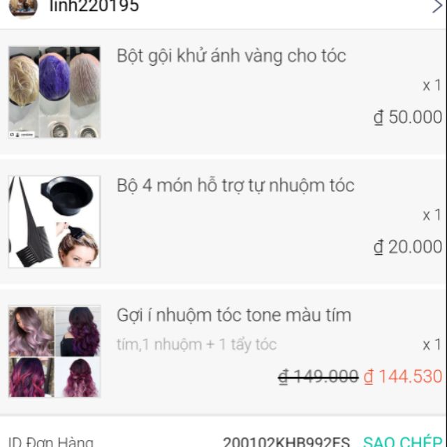 Combo kem nhuộm cho khách