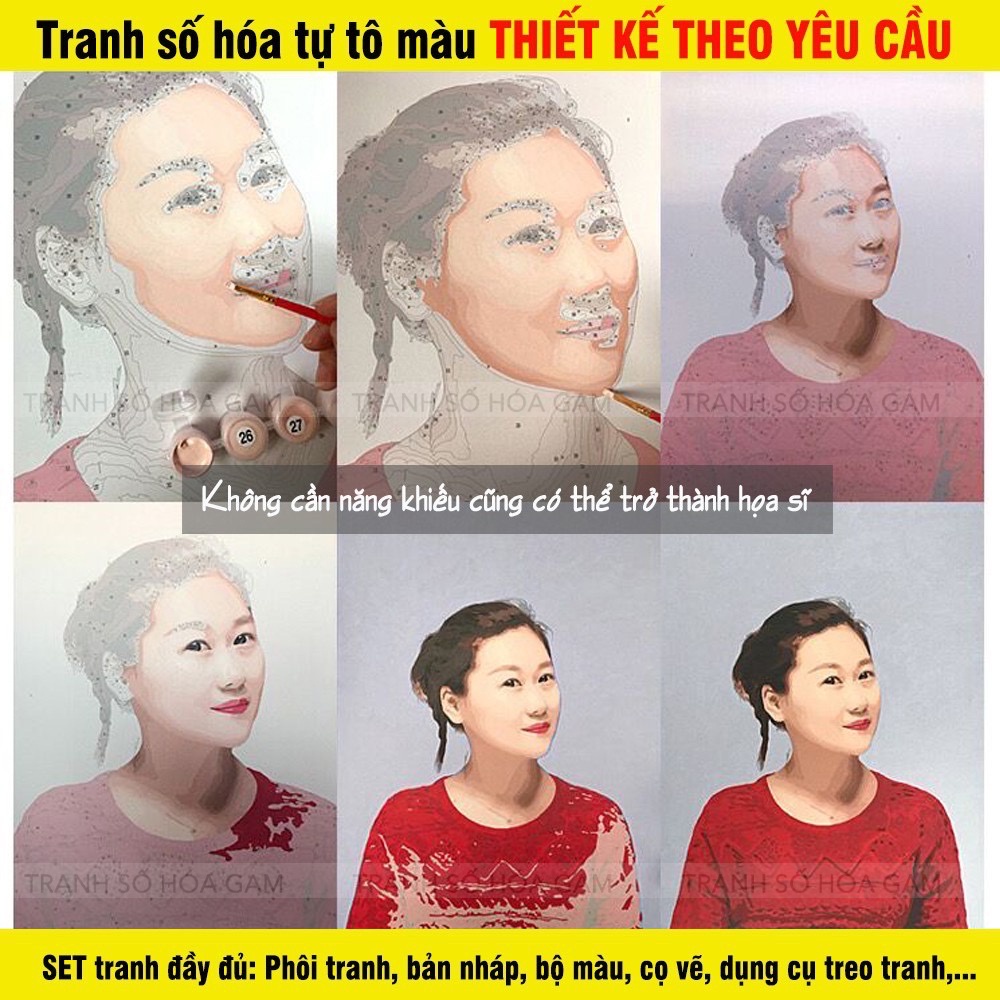 [Mã INCU50 giảm 50K đơn 150K] Tranh tô màu theo số Gam tranh số hóa theo yêu cầu từ hình ảnh cá nhân