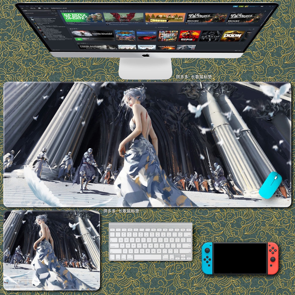 Tấm Lót Chuột Và Bàn Phím Cỡ Lớn 700x300 In Hình Công Chúa Xinh Xắn