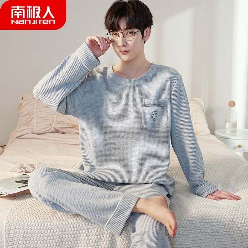 Bộ Đồ Ngủ Cotton Thiết Kế Mới Thời Trang Mùa Xuân Thu Dành Cho Nam