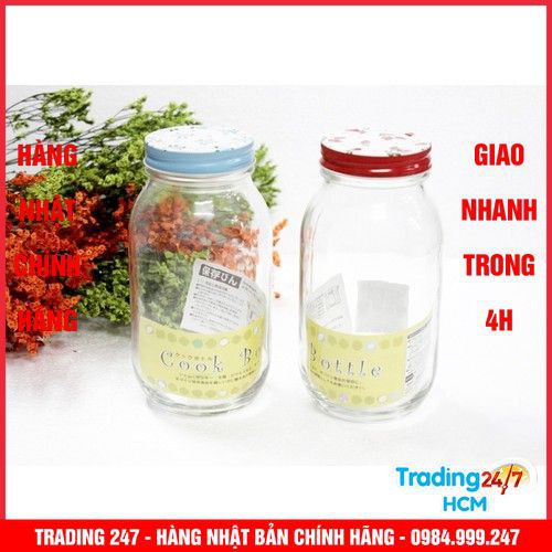 [Giao hàng HCM - 4h ] Lọ thủy tinh nắp kim loại 900ml Nội địa Nhật Bản