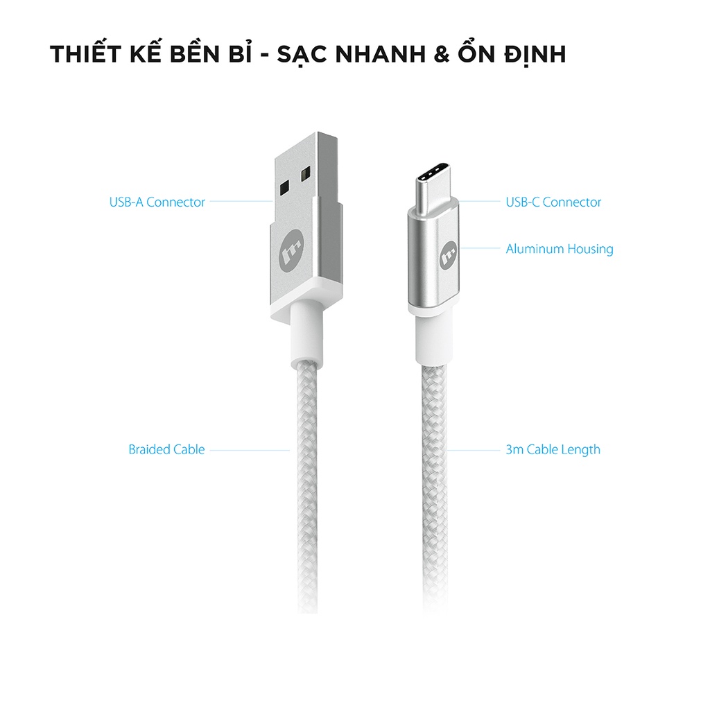 Cáp USB-C Mophie 1m - Hàng chính hãng