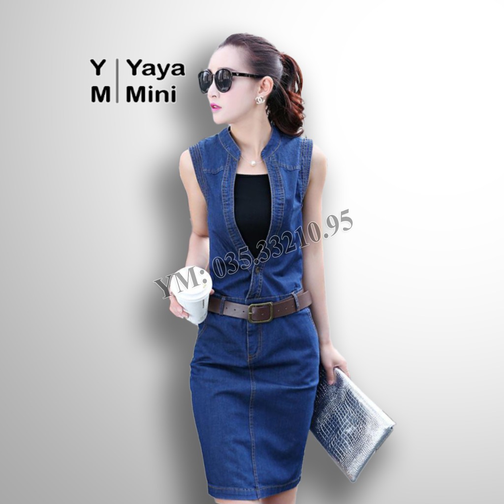 Đầm Jeans Nữ Cao Cấp YayaMini Không Tay Khoét Ngực - MS 2831 [Hỗ Trợ Đổi Trả Miễn Phí]